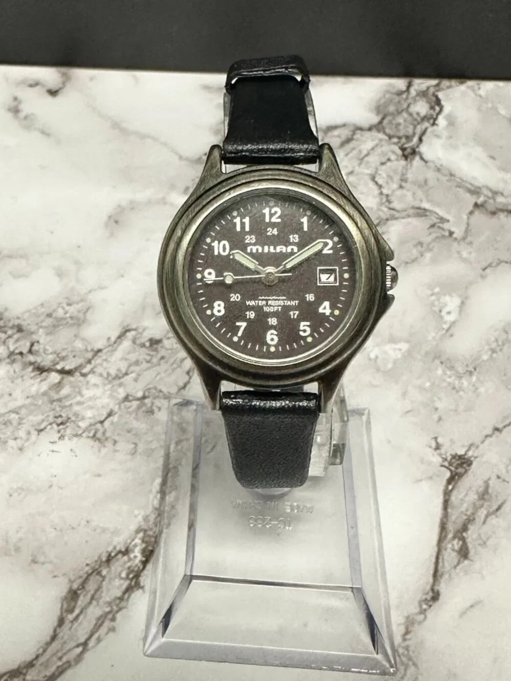 3/$30 Milan Watch Women Silver Tone Brown Dial Date Window New Battery 8